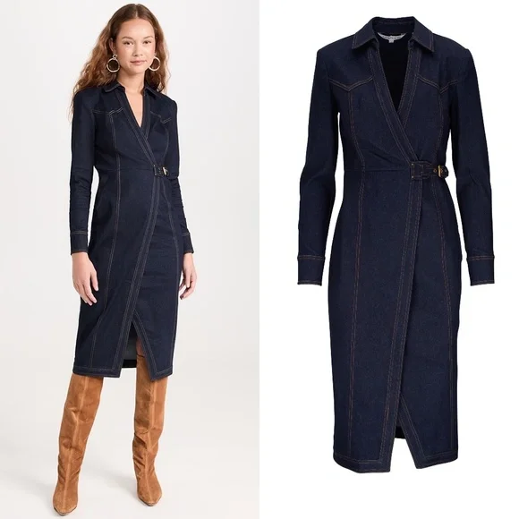 white christmas dresses Imara Denim Mini Dress in Dark Bright Blue